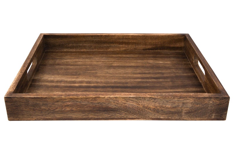 GoCraft Handmade Classic Wooden Tray â€“ Large 16.5" Mango Wood Serving Tray with Handles â€“ Elegant Kitchen & Dining Accessory â€“ Ideal for Breakfast in Bed, Coffee, Tea - Image 2